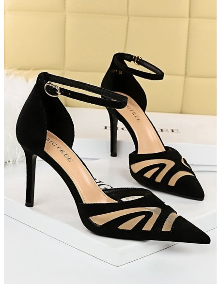 Hollow Pointed-Toe Split-Joint Pumps Sandals