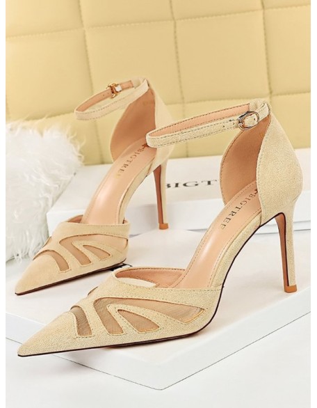 Hollow Pointed-Toe Split-Joint Pumps Sandals