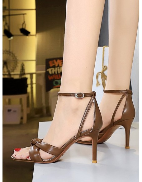 Hollow Knot Open Toe Split-Joint Pumps Sandals