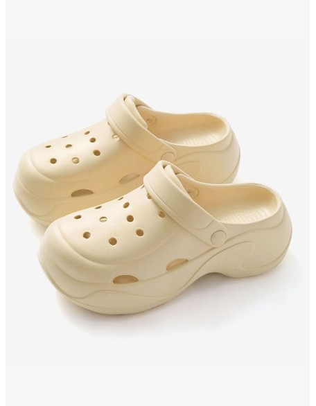 Hollow Round-Toe Solid Color Slippers Sandals Crocs