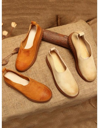 Simple Style Cowhide Soft Shoes