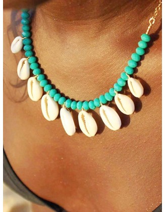 Bohemian Turquoise Shell Pendant Necklace