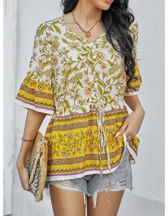 Bohemia Loose Floral Printed T-Shirt