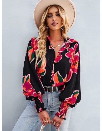 Casual Loose Floral Blouses&Shirts Tops