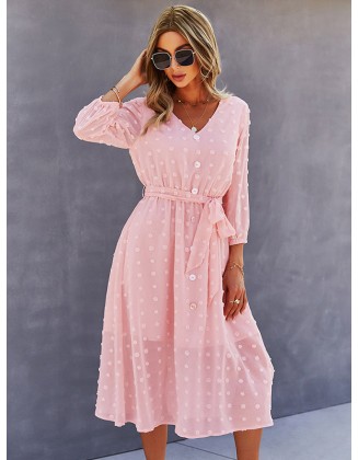 Casual Loose A-Line Buttoned Midi Dresses