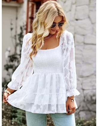 Casual Loose Long Sleeves Ruched Blouses&Shirts Tops