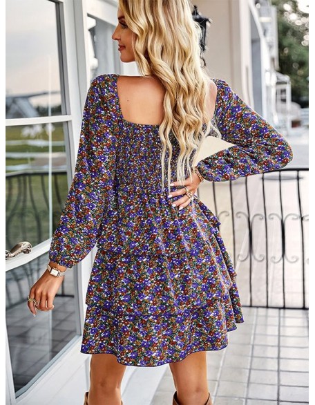 Autumn Square Neck Mini Dress