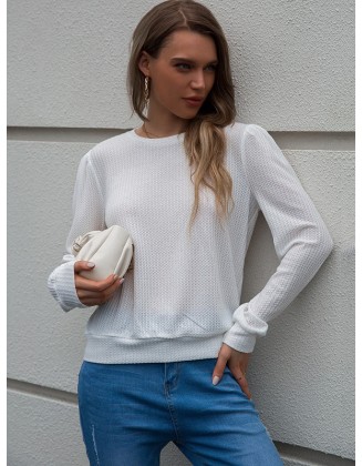 Casual Long Sleeves Backless Round-Neck T-Shirt