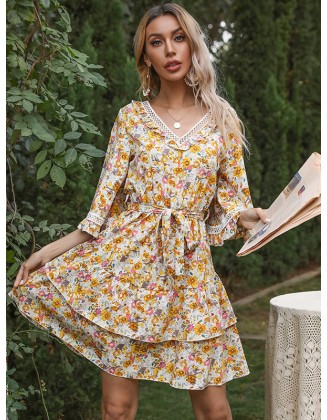 Bohemia A-Line Floral V-Neck Dress