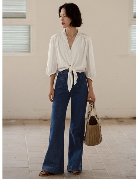 Casual High Waisted Loose Solid Color Pants Bottoms