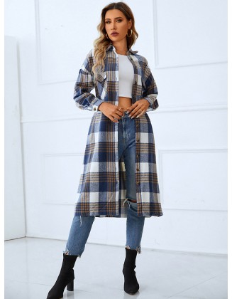 Casual Loose Plaited Lapel Collar Coat