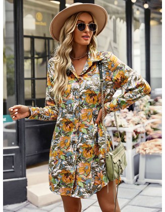 Vacation A-Line Floral V-Neck Dress