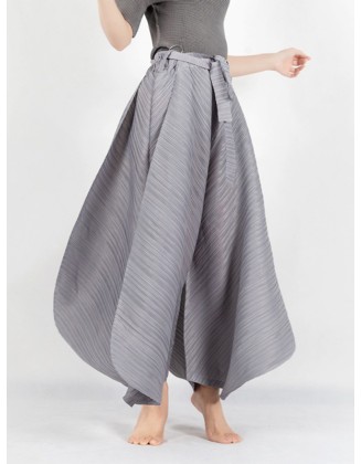 Simple Wide Leg Loose Pleated Solid Color Casual Pants Bottoms