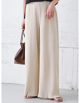 Simple Loose Wide Leg Elasticity Solid Color Casual Pants Bottoms