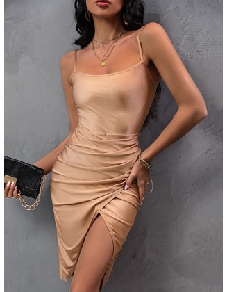 Casual A-Line Solid Color U-Neck Dress