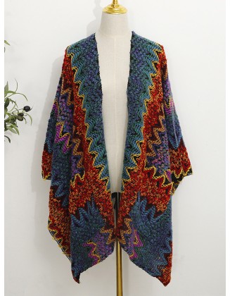 Casual Loose Patchwork Shawl&Cloak