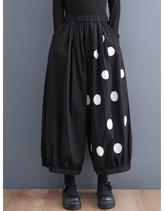 Original Creation Loose Wide Leg Polka-Dot Casual Pants Bottoms