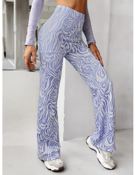 Casual High Waisted Wrap Animal Printed Pants Bottoms