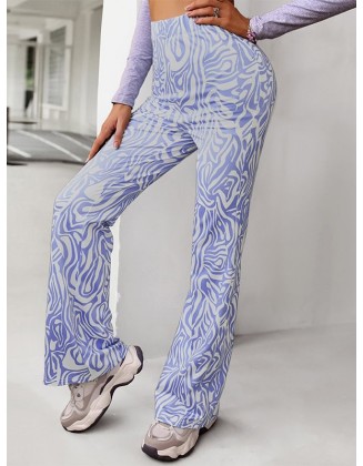 Casual High Waisted Wrap Animal Printed Pants Bottoms