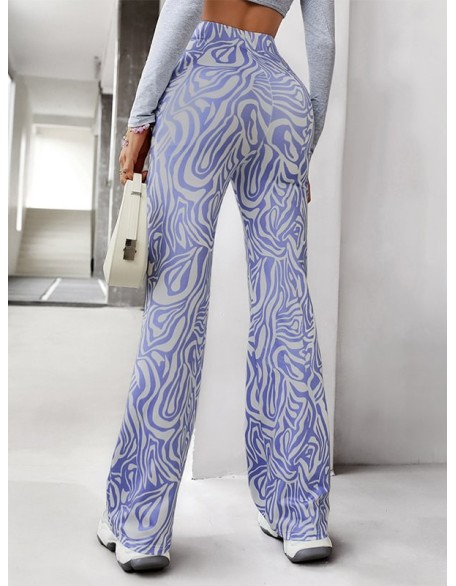 Casual High Waisted Wrap Animal Printed Pants Bottoms