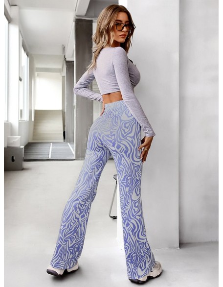 Casual High Waisted Wrap Animal Printed Pants Bottoms