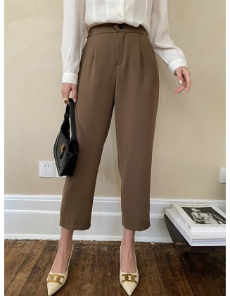 Simple Column Solid Color Casual Ninth Pants Bottoms