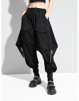 Zipper Original Simple Loose Solid Harem Pants