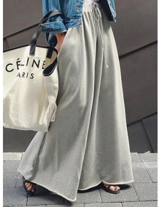 Loose Urban Gray Wide Leg Elastic Waist Pants