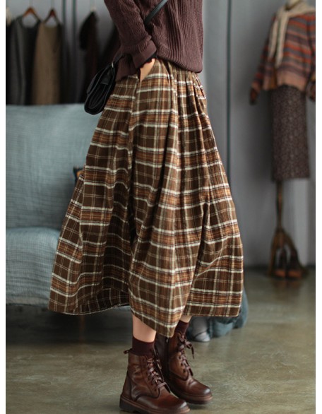 Artistic Retro Plaid A-Line Skirt