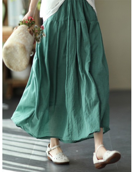 Casual Solid Color Empire A-Line Skirt