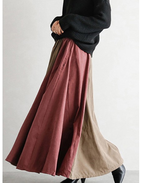 Elegant Split-Joint Color Skirt