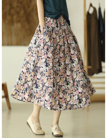 Original Floral Cotton-Blend A-Line Skirt