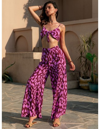 Vacation Loose Floral Printed Vest&Pants Two Pieces Set