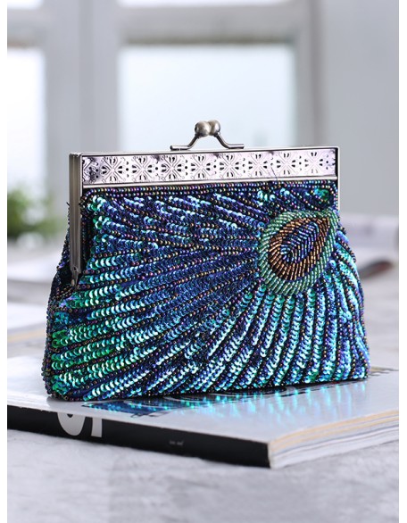 4 Colors Urban Geometric Sequined Makeup Bag Handbag