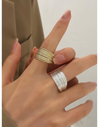 Adjustable Hollow Sequined Solid Color Rings Accessories