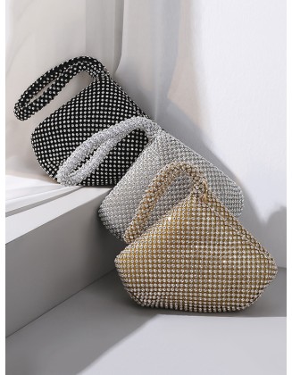 Geometric Rhine Stones Zipper Handbags