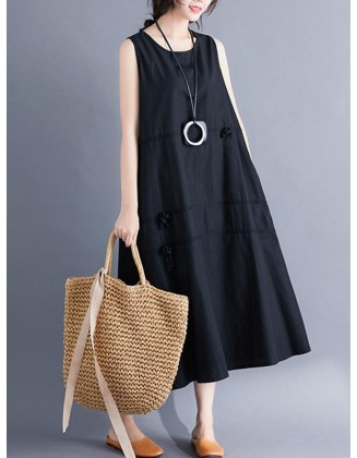 Casual Sleeveless A-line Long dress