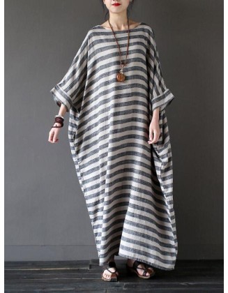 Vintage Loose Striped Dress