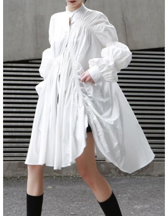 Loose Original Designed Irregular Puff Shirt Dress