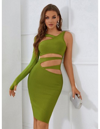 Casual Wrap Irregular Clipping Backless Solid Dress