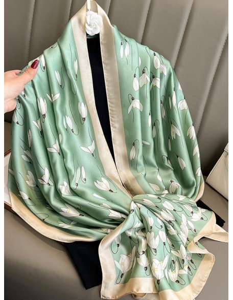 Floral Printed Letter Print Sun Protection Wrap Scarf