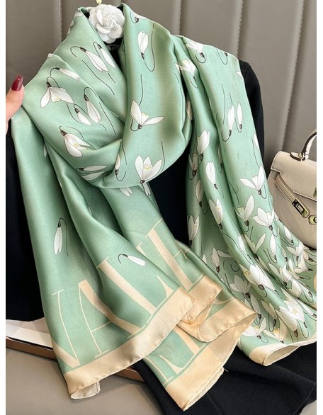 Floral Printed Letter Print Sun Protection Wrap Scarf