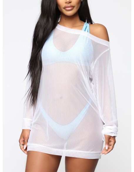 See-Through Simple Long Sleeve Cover-Ups Tops