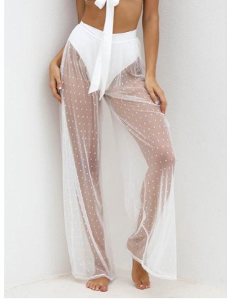 See-Through Gauze Split-Joint Beach Trousers