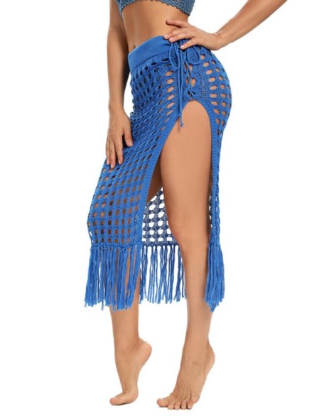 Hollow Split-Front Midi Skirt Cover-Ups