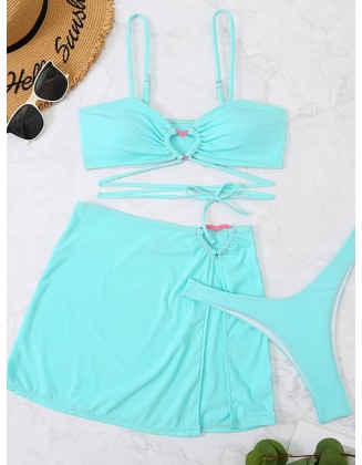 Spaghetti Neck Three Pieces Bikini Set