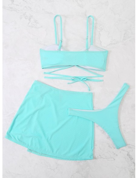 Spaghetti Neck Three Pieces Bikini Set