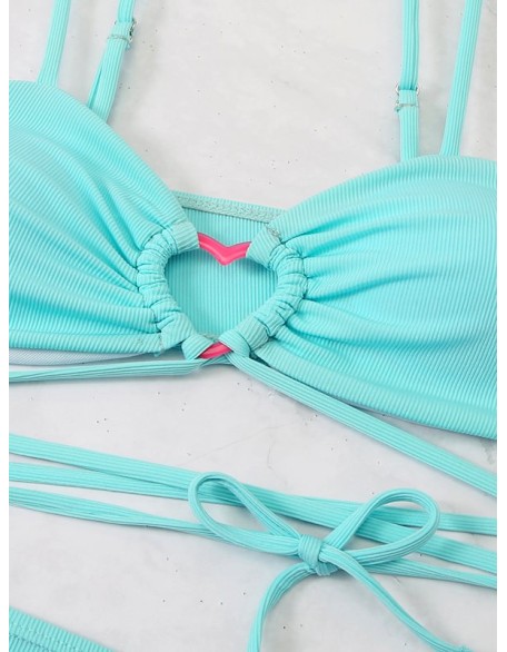 Spaghetti Neck Three Pieces Bikini Set