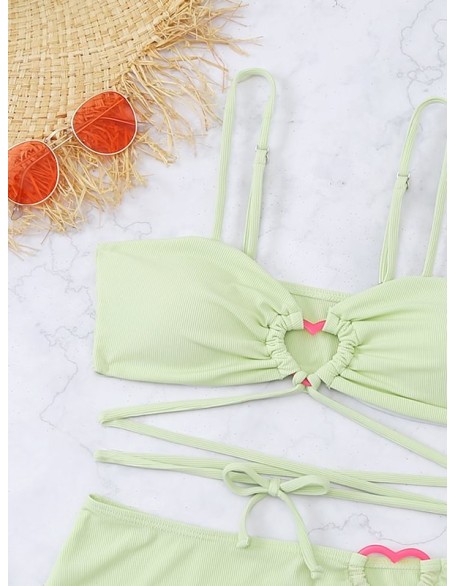 Spaghetti Neck Three Pieces Bikini Set