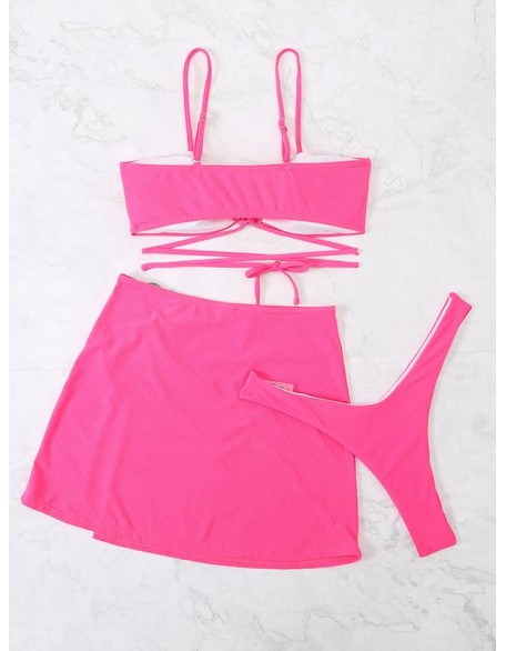 Spaghetti Neck Three Pieces Bikini Set